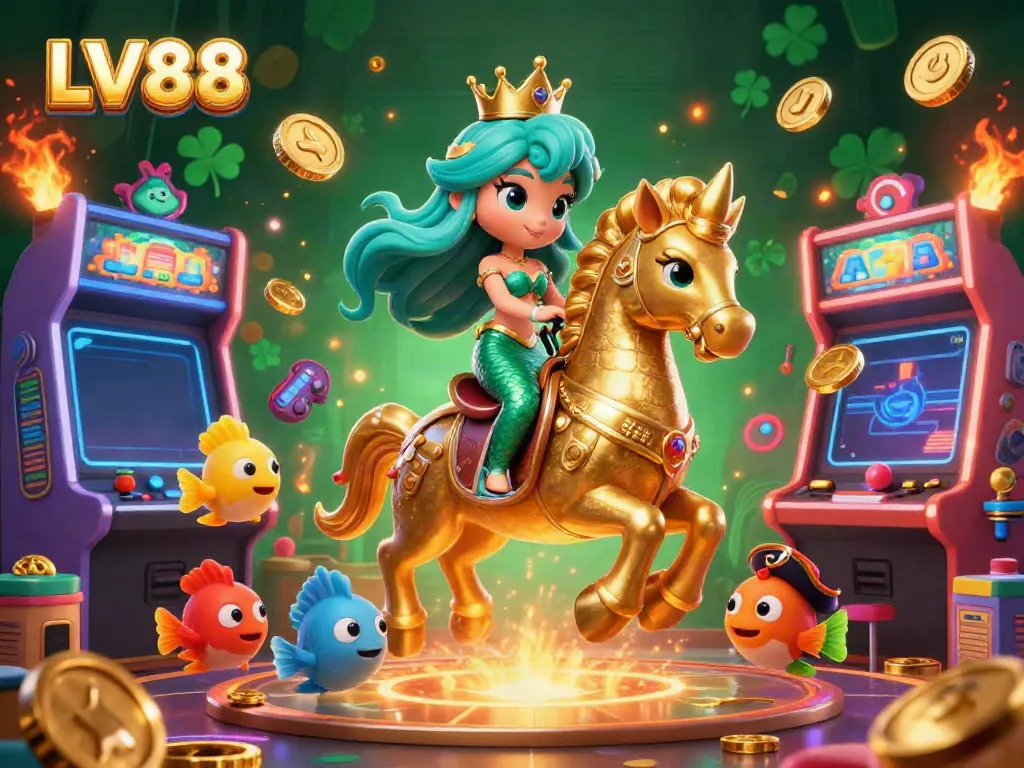 Experience thrilling gaming at LV88 casino with a mermaid princess and vibrant characters.