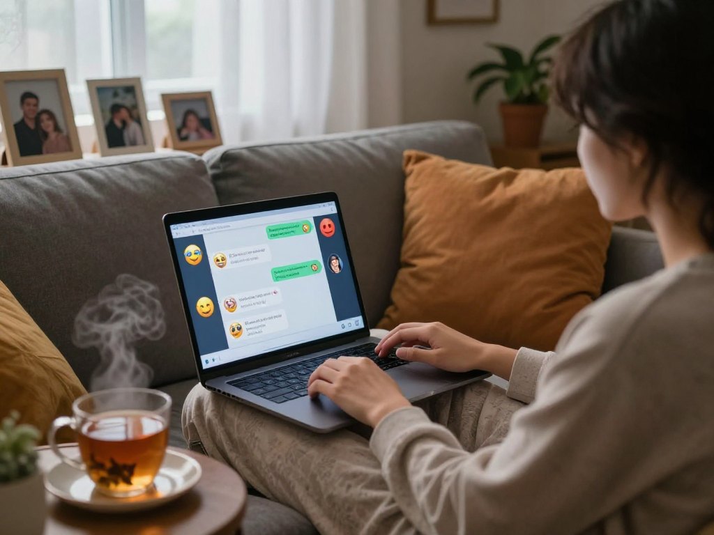 Engaging ai sex chat in a cozy home setting with a warm atmosphere.