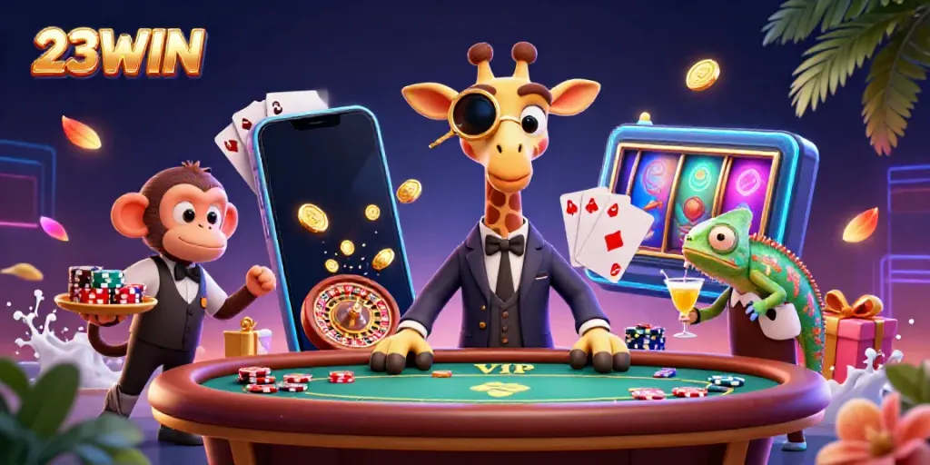 Experience thrilling gameplay at 23WIN with vibrant slots, VIP characters, and casino excitement.