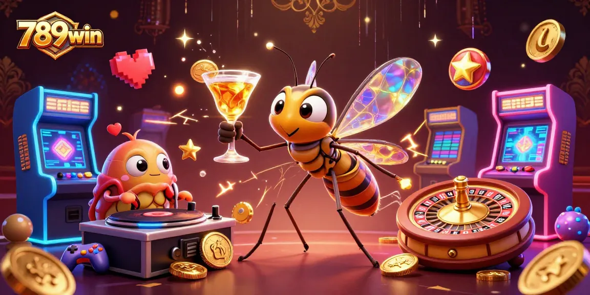 Engage with thrilling slots at 789win, featuring dynamic characters in a colorful casino scene.