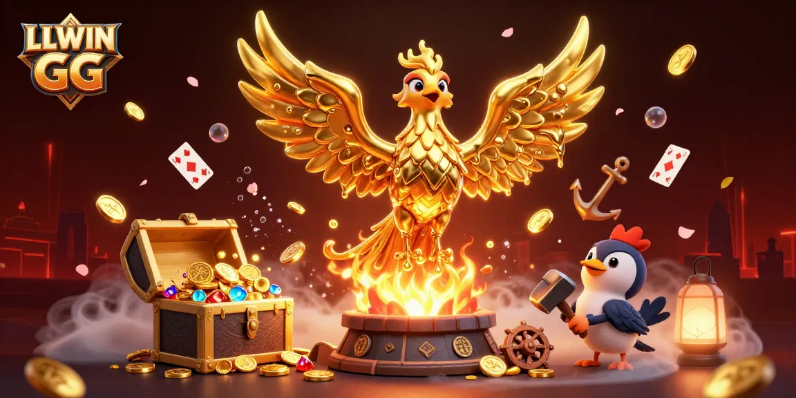 Experience thrilling wins with LLWIN GG as a golden phoenix emerges from treasure!