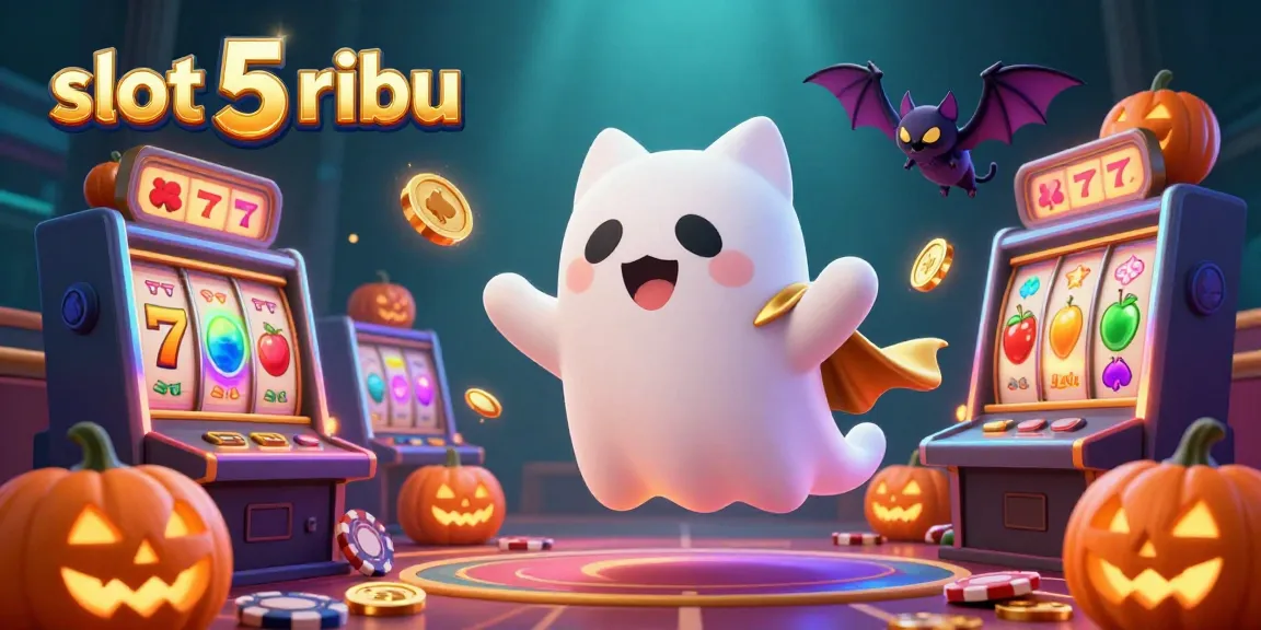Engage in thrilling gameplay at slot 5 ribu with a ghost cat and vampire bat in a dynamic casino scene.